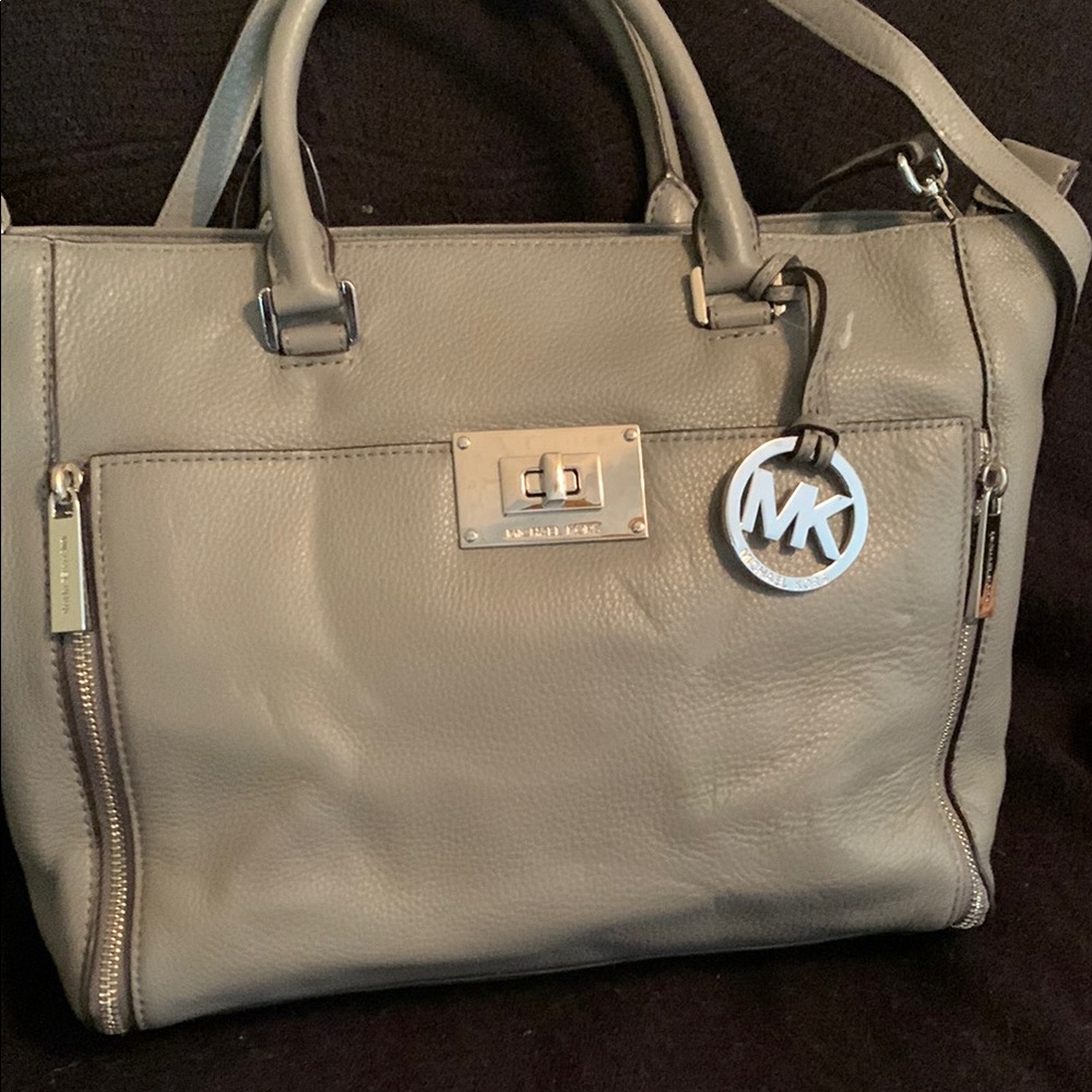 Michael Kors Gray Leather Tote Bag